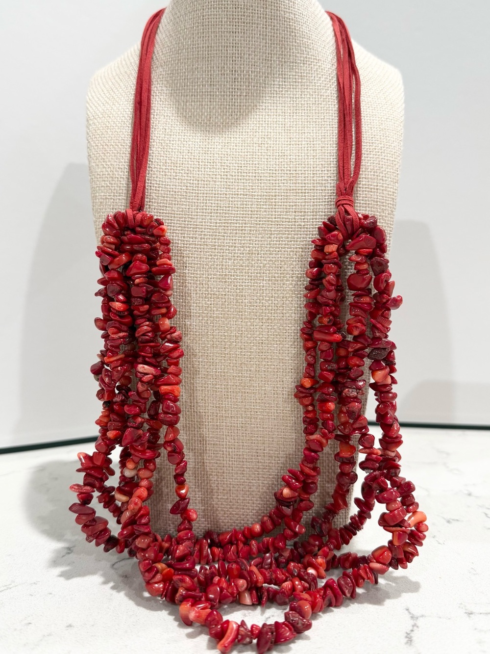 Barse Six Strand Red Magnesite Necklace